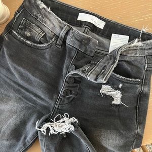 Womens sz0/23 Kancan charcoal distressed skinnies